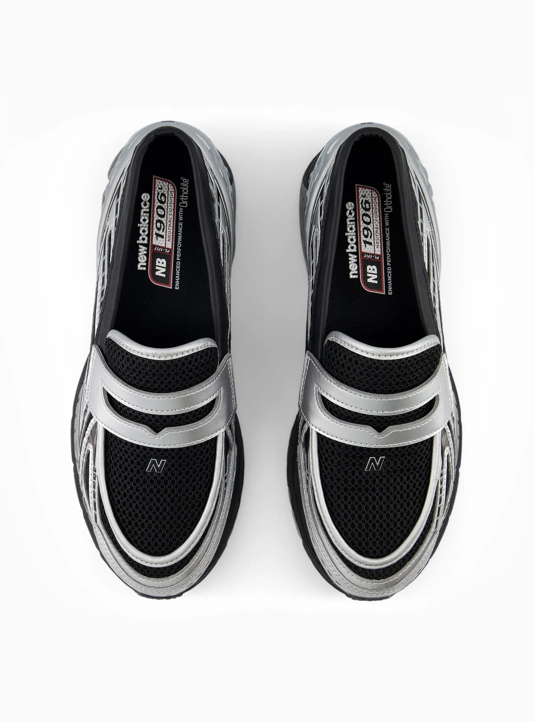1906LOC Black Silver Metallic Loafers