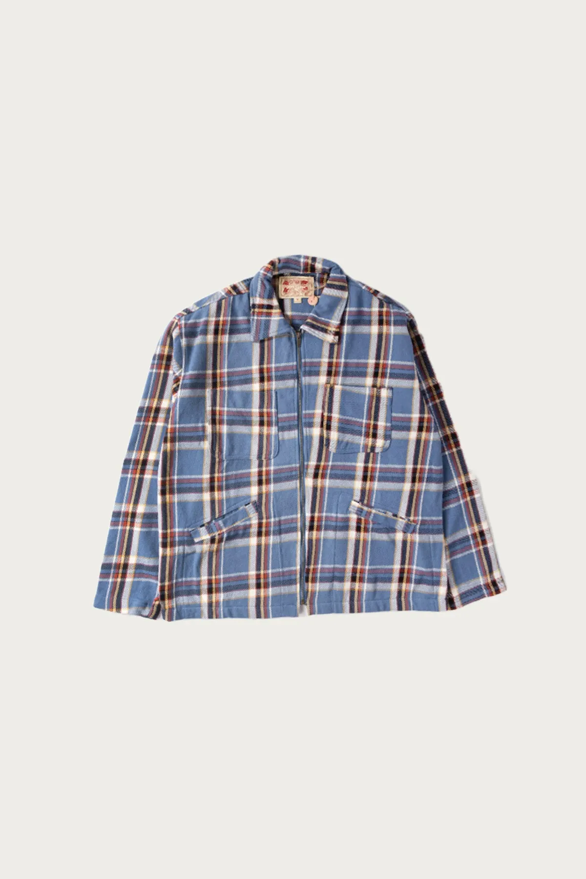 4am Plaid Zip Shirt - Washed Blue