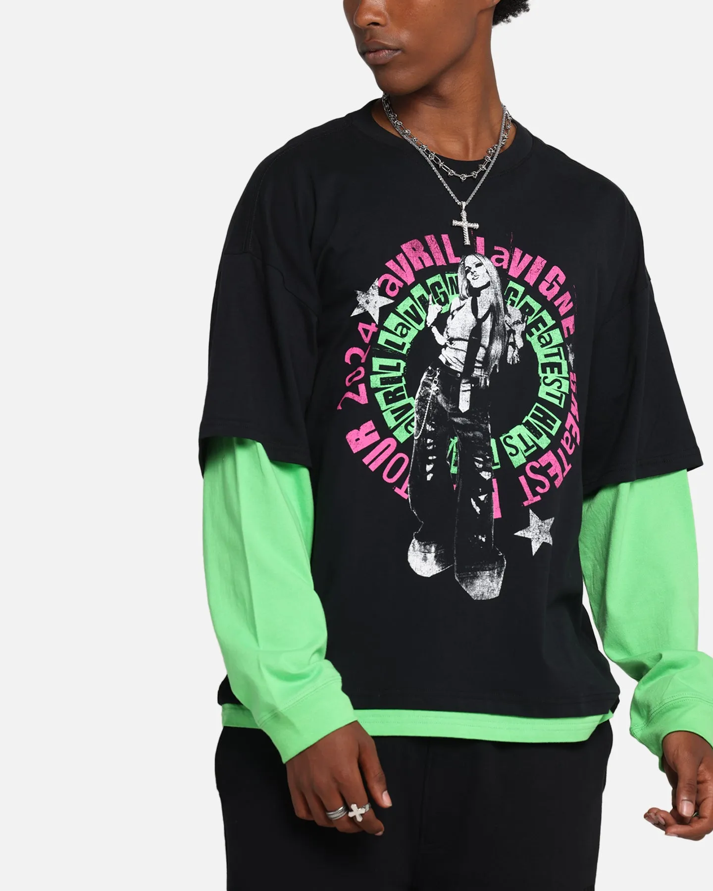 Avril Lavigne Avril Layered Long Sleeve T-Shirt Black Wash