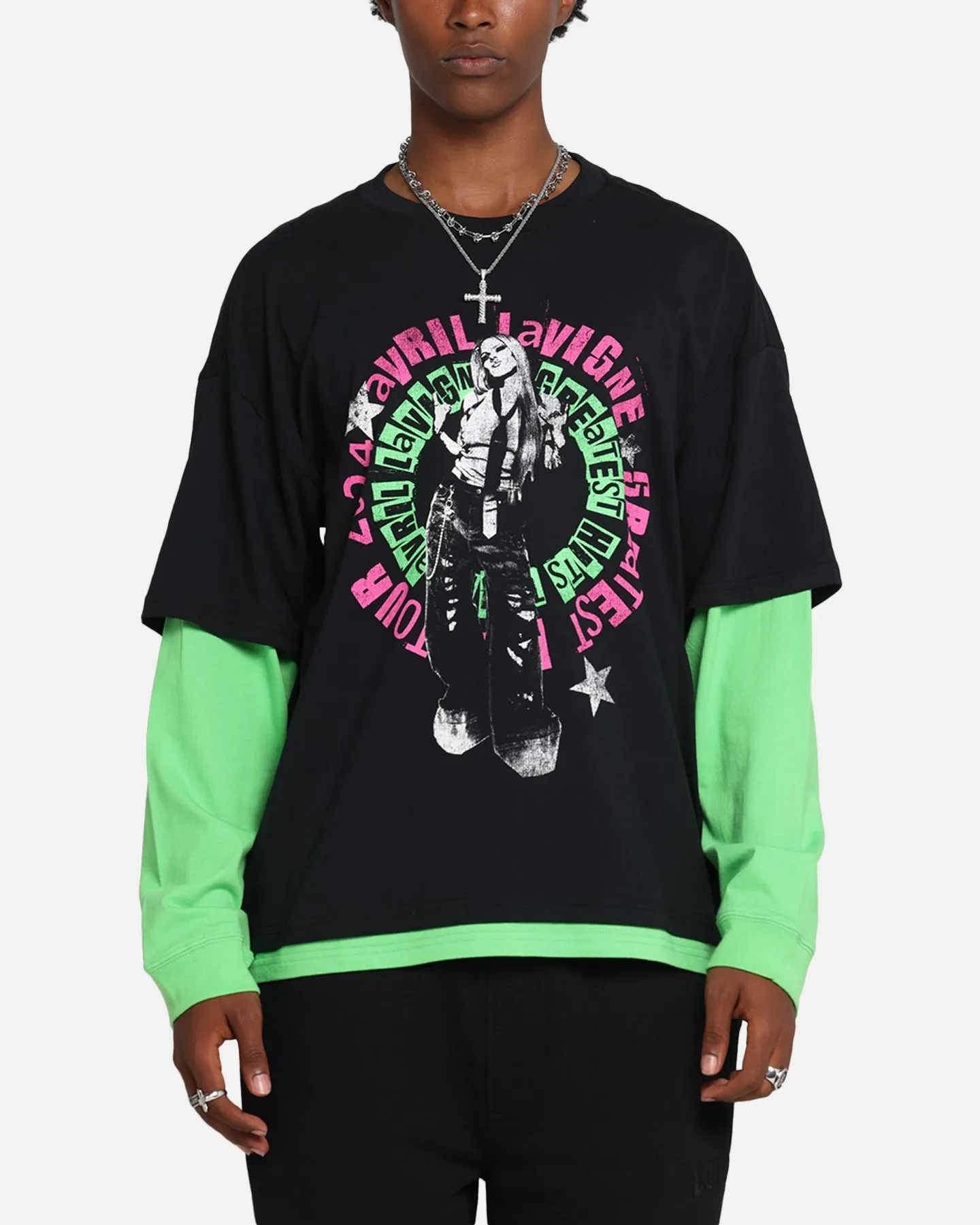 Avril Lavigne Avril Layered Long Sleeve T-Shirt Black Wash
