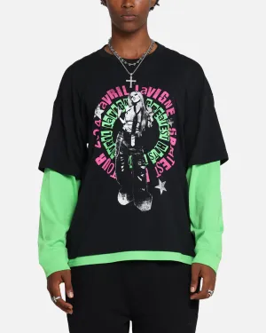 Avril Lavigne Avril Layered Long Sleeve T-Shirt Black Wash