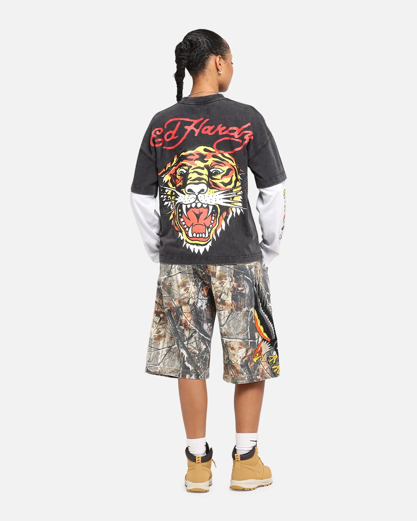 Ed Hardy Tiger Layered Long Sleeve T-Shirt Black