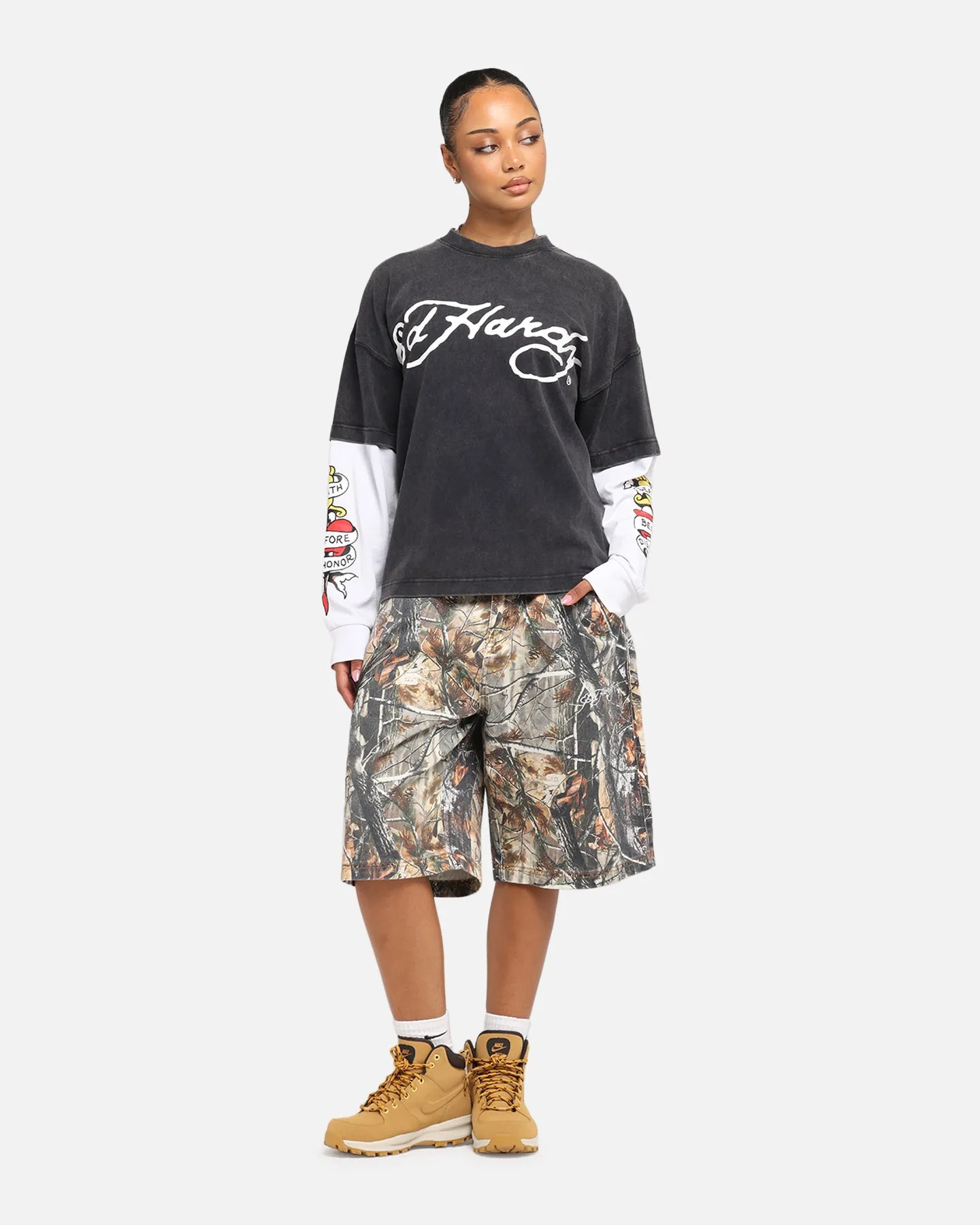 Ed Hardy Tiger Layered Long Sleeve T-Shirt Black
