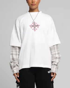 Loiter Layered Flannel T-Shirt Cream