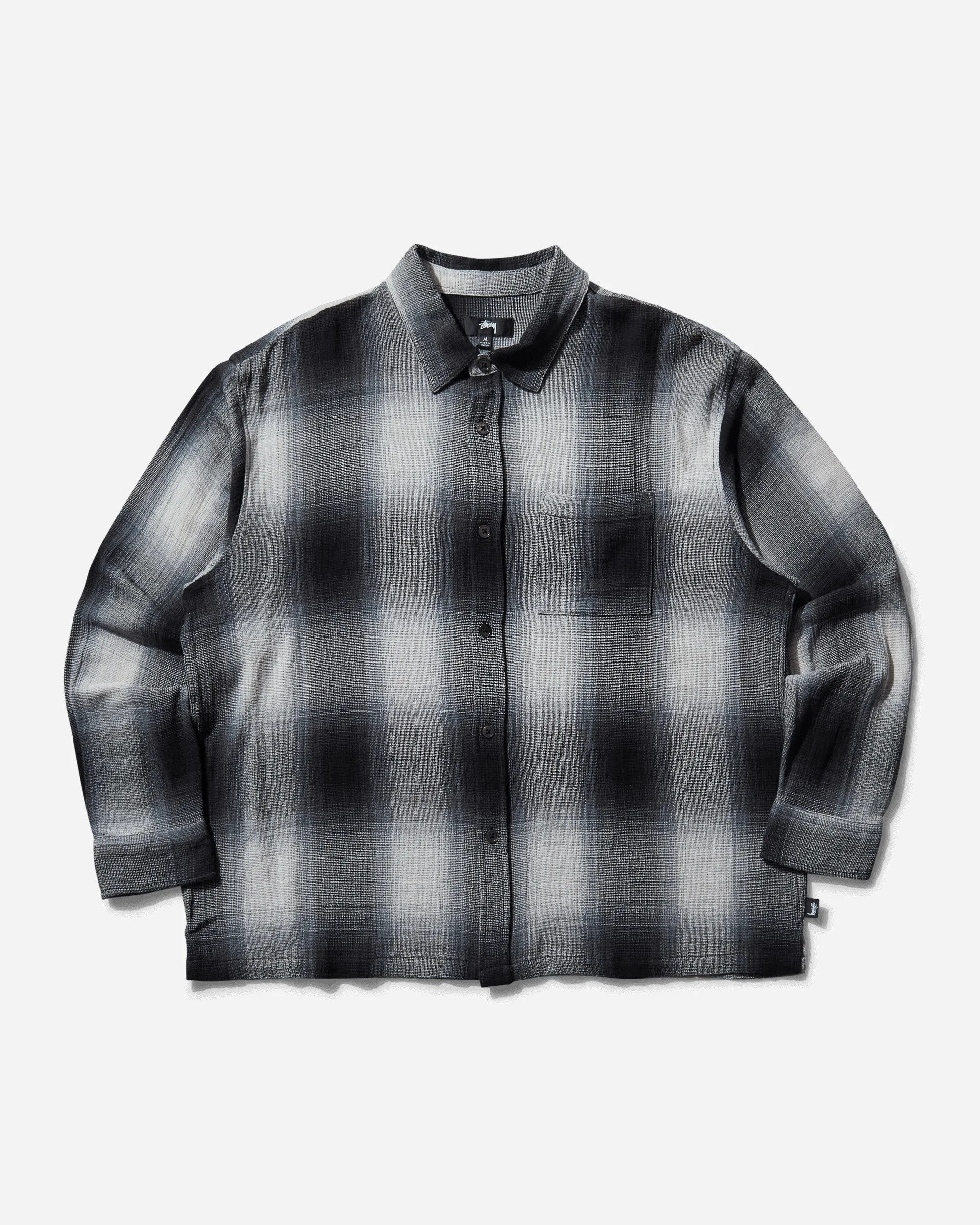 Men's Loose Weave Plaid Shirt Grey