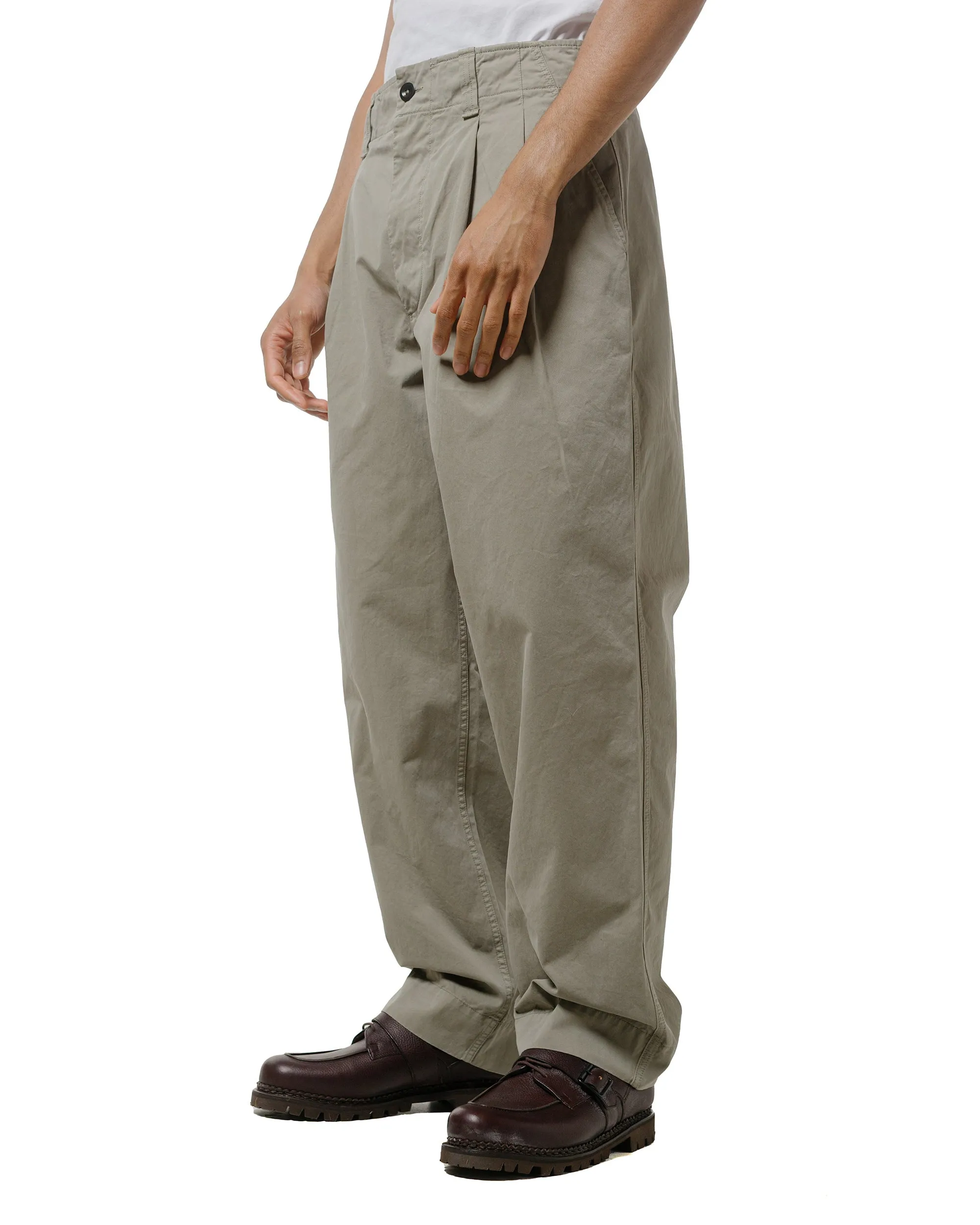 MHL Stitch Pleat Trouser Tough Cotton Twill Eucalyptus