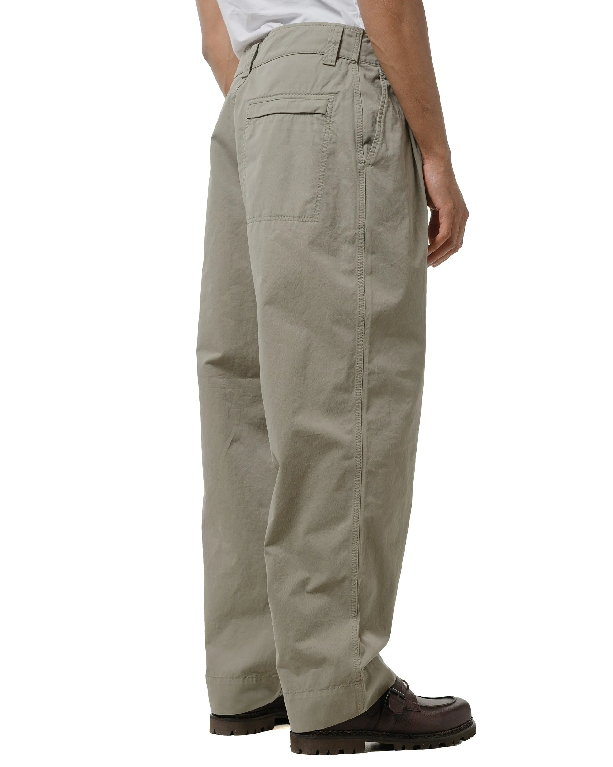 MHL Stitch Pleat Trouser Tough Cotton Twill Eucalyptus