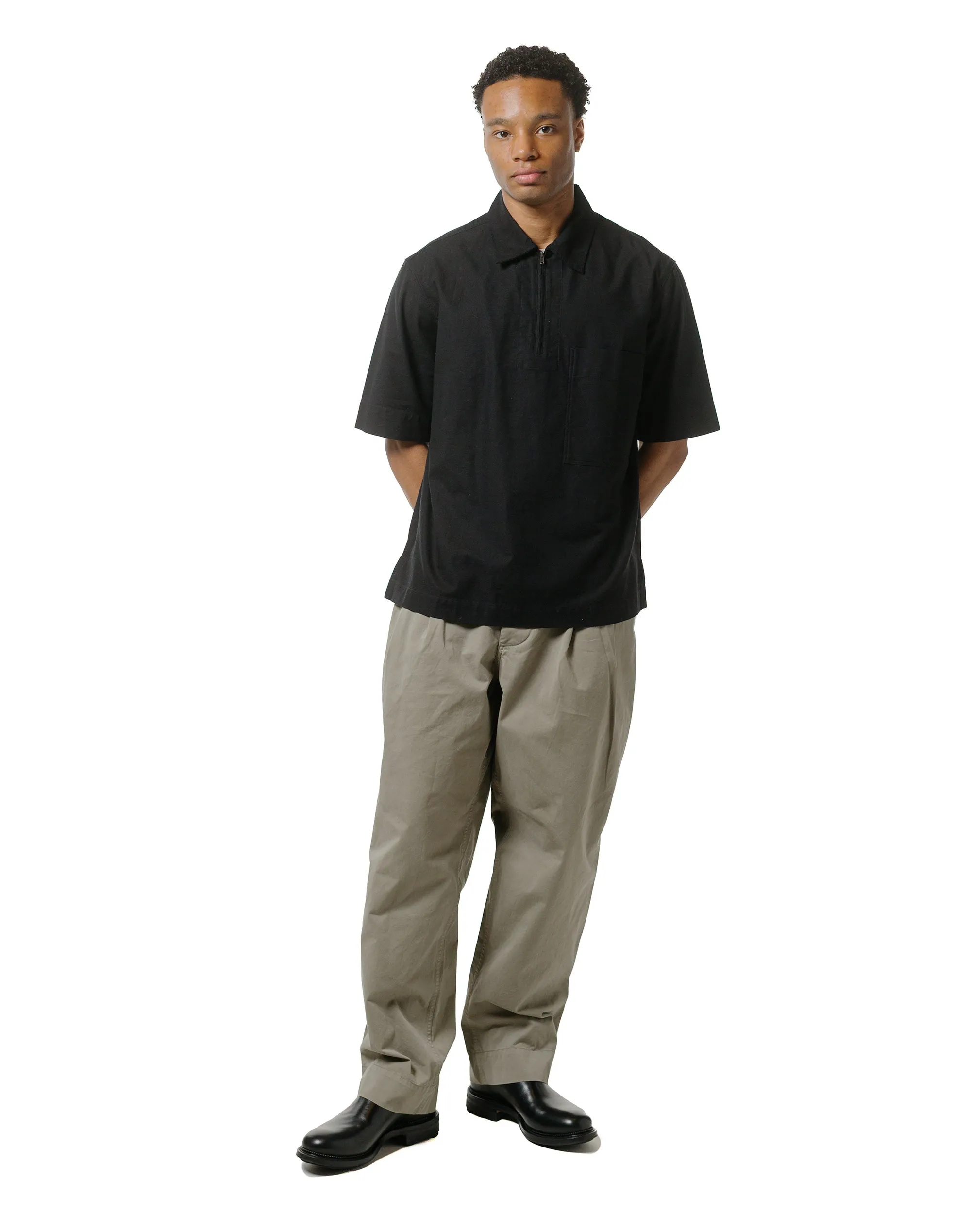 MHL Stitch Pleat Trouser Tough Cotton Twill Eucalyptus