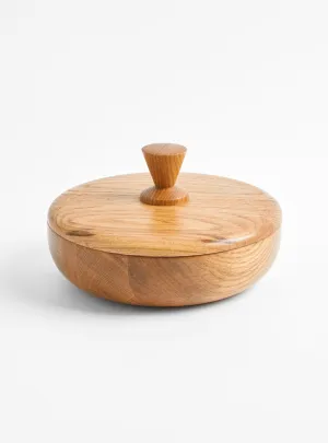 Oak L Bowl Container - Triangle Knob