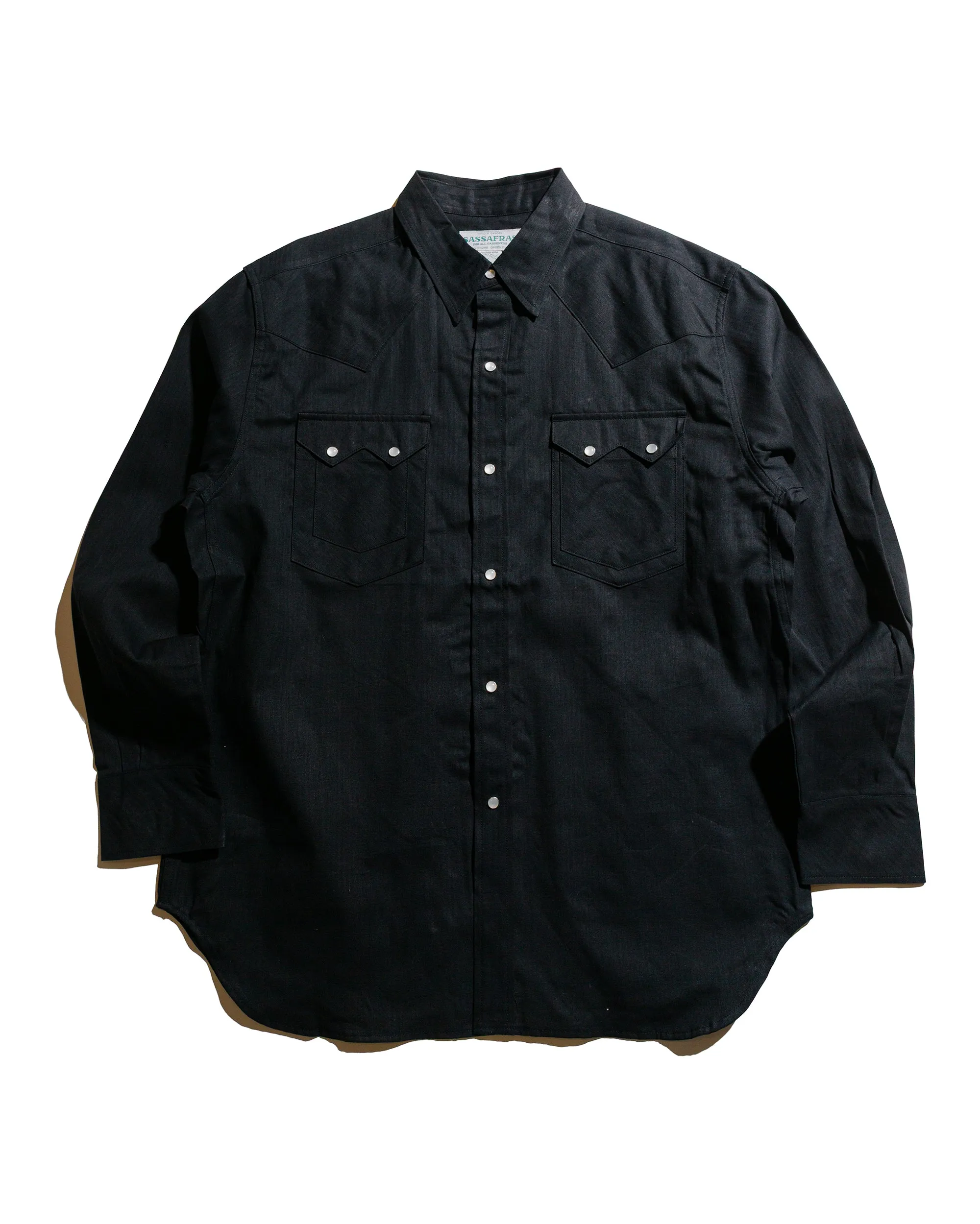 Sassafras Weeds Digger Shirt 6.5oz Herringbone Denim Black
