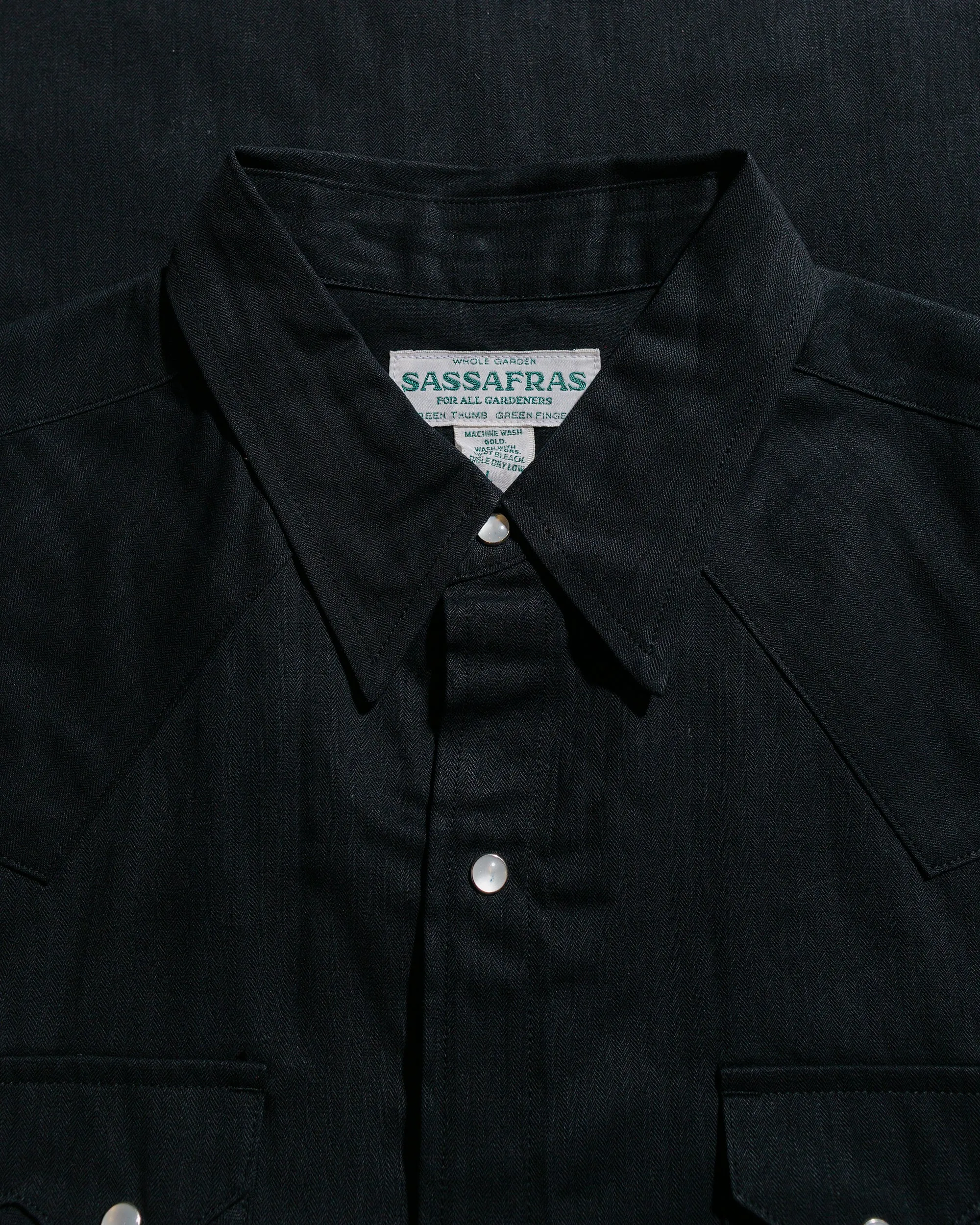 Sassafras Weeds Digger Shirt 6.5oz Herringbone Denim Black