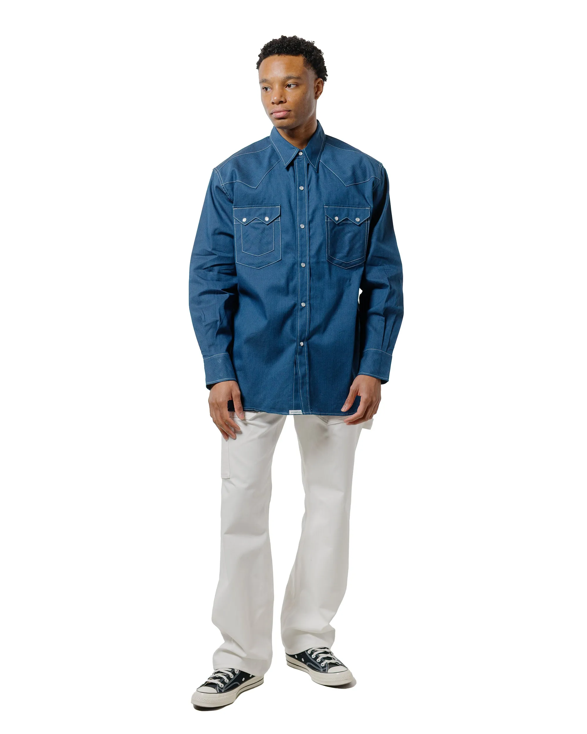 Sassafras Weeds Digger Shirt 6.5oz Herringbone Denim Indigo
