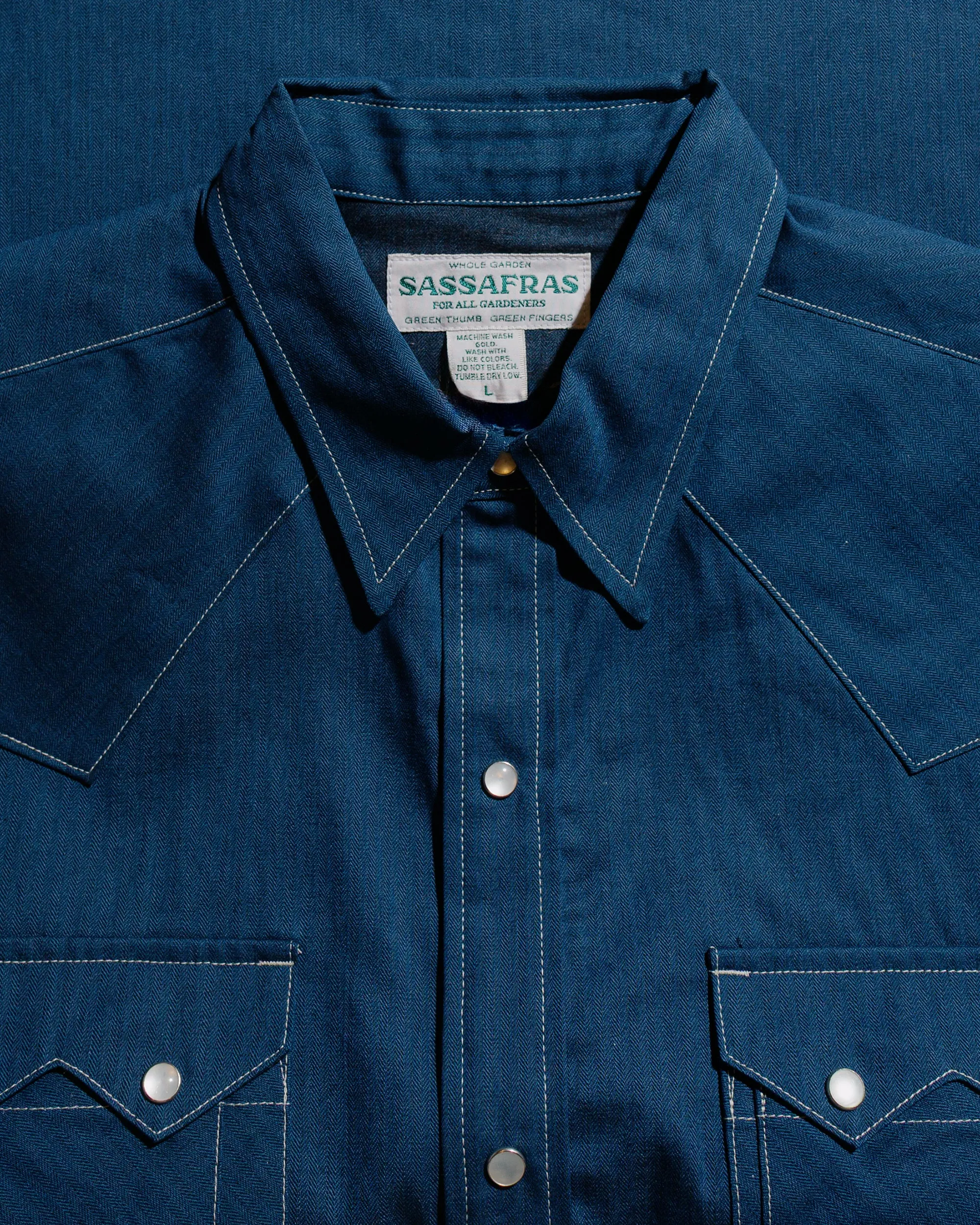 Sassafras Weeds Digger Shirt 6.5oz Herringbone Denim Indigo