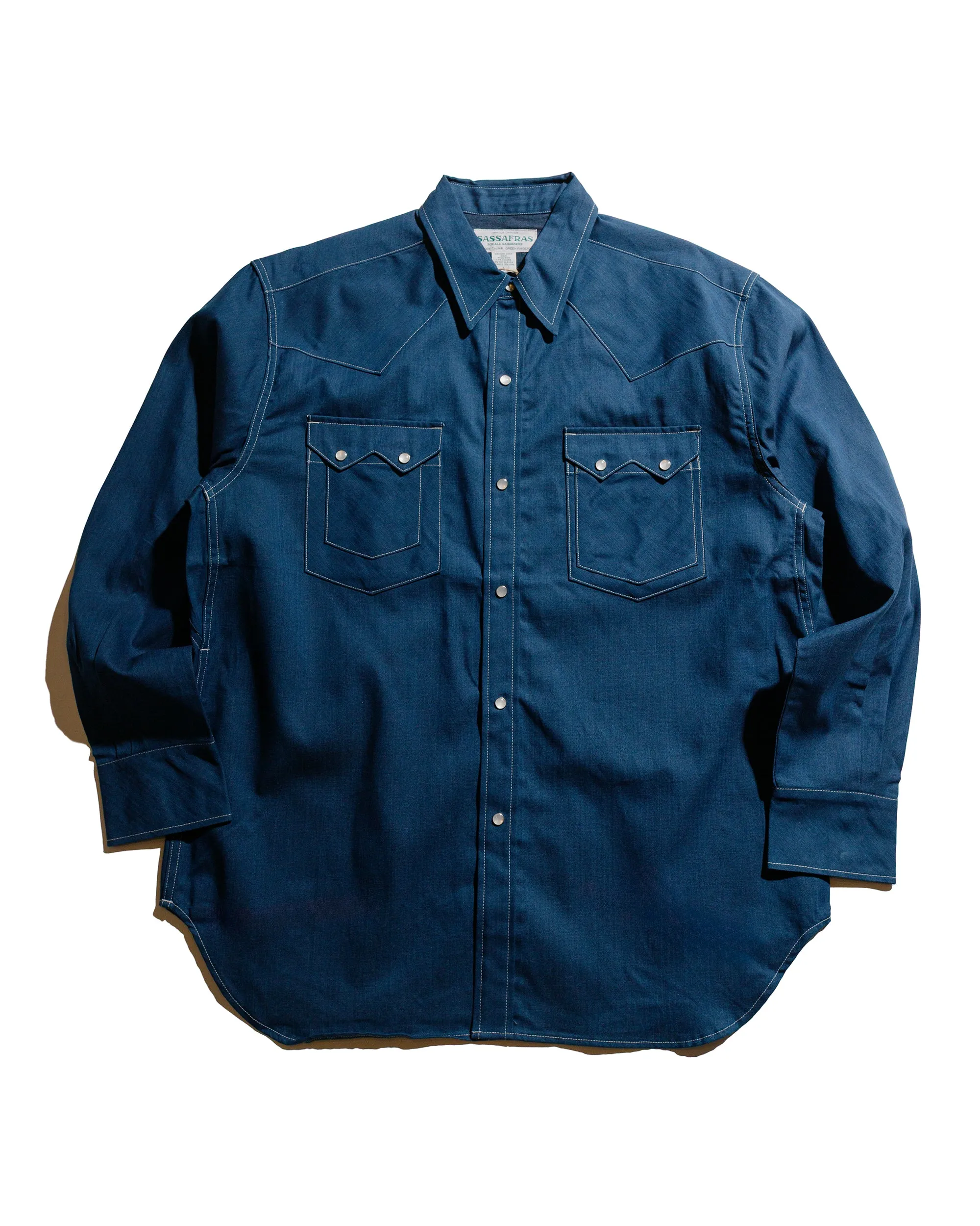 Sassafras Weeds Digger Shirt 6.5oz Herringbone Denim Indigo