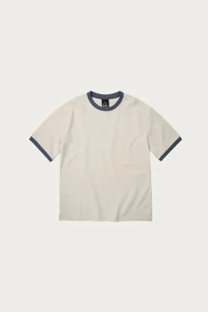 Terry Ringer Half Tee - Cream/Blue